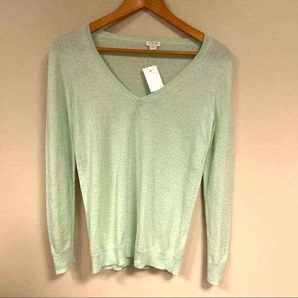 J Crew v neck cotton green sweater. Size XXS - Picture 1 of 4